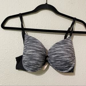 Victoria Secret Pink Black & White Heathered Push Up Bra Womens 34C Underwire